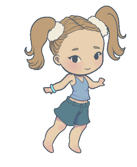 Animation of a floating chibi Chloe