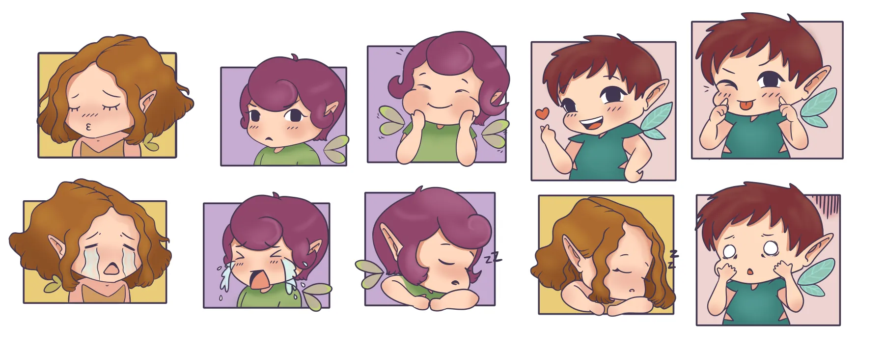 Chibi fairy emoticons set