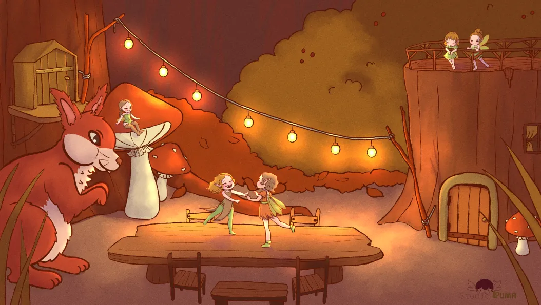 Autumn evening party wallpaper