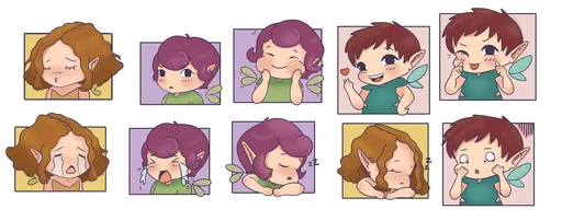 Chibi fairy emoticons set