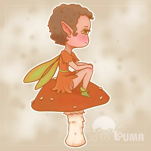 Autumn fairy 'resting on a mushroom'