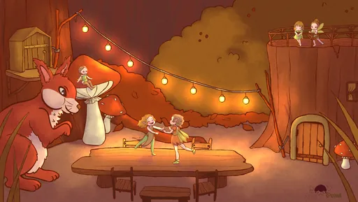 Autumn evening party wallpaper